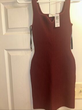 Babaton Ribbed Midi Tank Dress - Burgundy